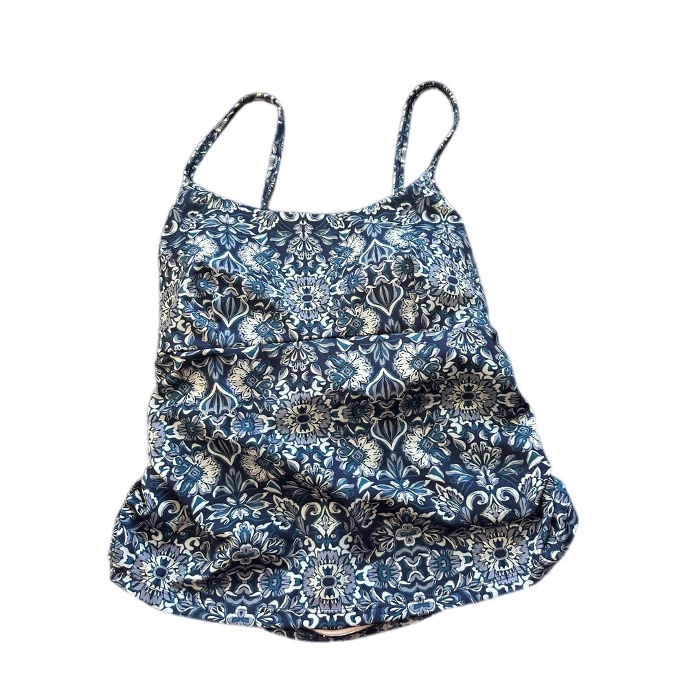 Adore Me Tankini Swim Top Womens Large Blue White Medallion NWT WIN-AW-13381-SPT